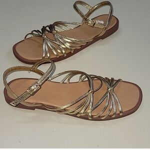 ZARA GOLD Strappy Knot Sandals Size 7.5